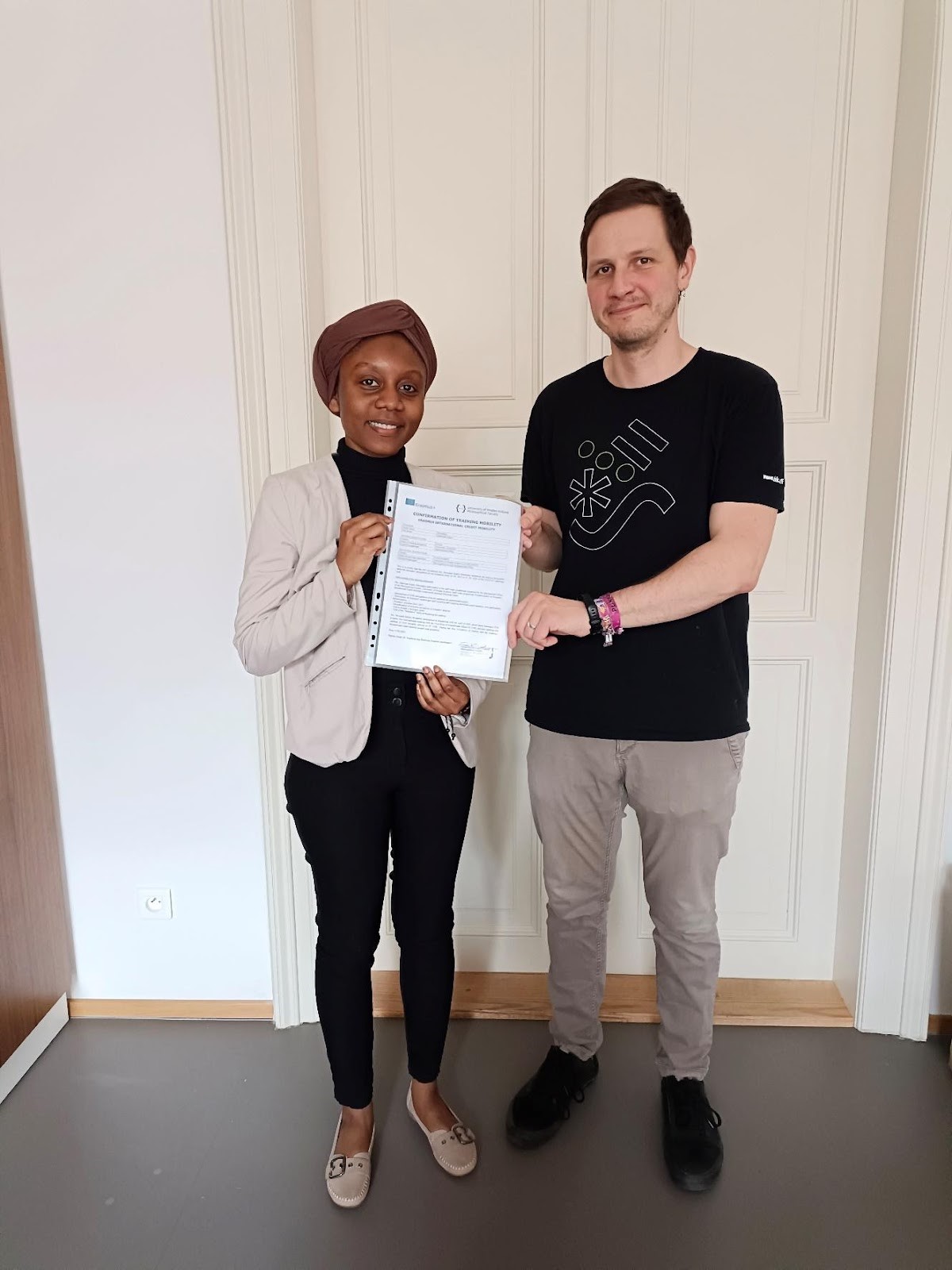 Mr. Tomáš Herčík issued a confirmation of the Erasmus International Credit Mobility certificate to Ms. Kadzo Mwandary